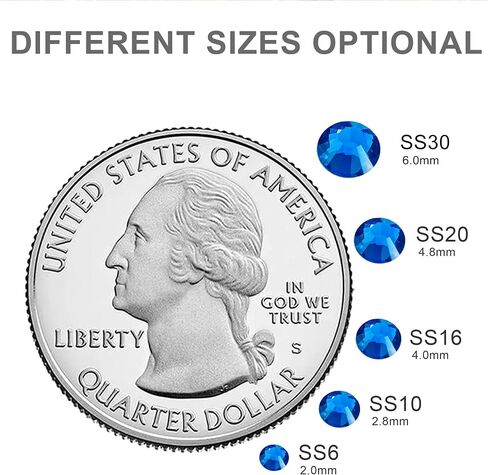Blinginbox Non Hotfix Glass Rhinestones for DIY Crafts Phone Shoes ، DERDACT DRINGE 288PCS (6.4-6.6mm) SS30 CAPRI Blue in Kuwait