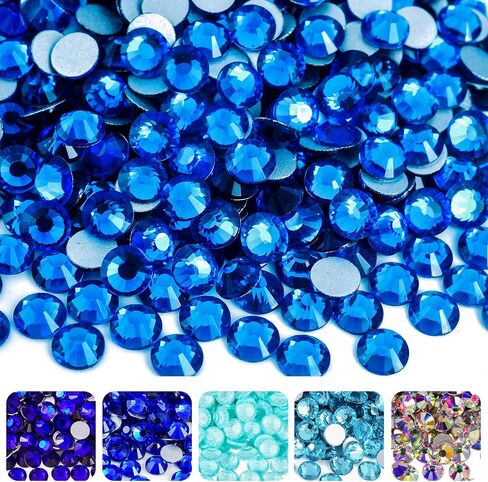 Blinginbox Non Hotfix Glass Rhinestones for DIY Crafts Phone Shoes ، DERDACT DRINGE 288PCS (6.4-6.6mm) SS30 CAPRI Blue in Kuwait