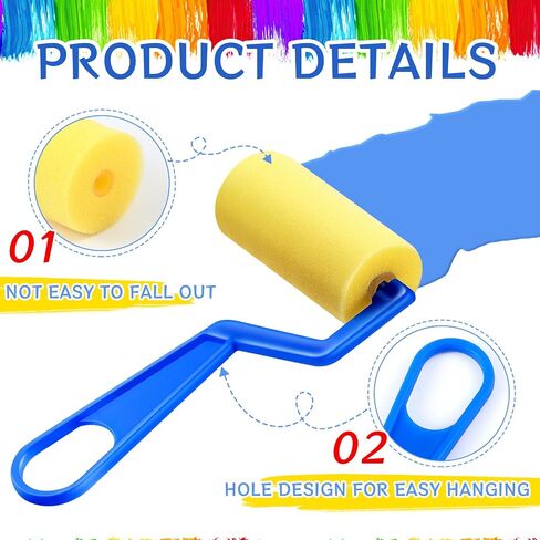 Tenceur Paint Brushes for Kids 30 Pcs Foam Paint Roller Bulk 3 Inch 1.5 Inch Small Washable Sponge Rollers for Painting with Plastic Handle for Young Artists Kids Early Educational Graffiti Supplies in Saudi Arabia