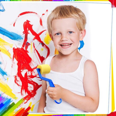 Tenceur Paint Brushes for Kids 30 Pcs Foam Paint Roller Bulk 3 Inch 1.5 Inch Small Washable Sponge Rollers for Painting with Plastic Handle for Young Artists Kids Early Educational Graffiti Supplies in Saudi Arabia