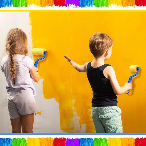 Tenceur Paint Brushes for Kids 30 Pcs Foam Paint Roller Bulk 3 Inch 1.5 Inch Small Washable Sponge Rollers for Painting with Plastic Handle for Young Artists Kids Early Educational Graffiti Supplies in Saudi Arabia