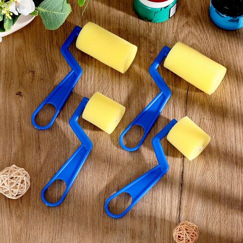 Tenceur Paint Brushes for Kids 30 Pcs Foam Paint Roller Bulk 3 Inch 1.5 Inch Small Washable Sponge Rollers for Painting with Plastic Handle for Young Artists Kids Early Educational Graffiti Supplies in Saudi Arabia