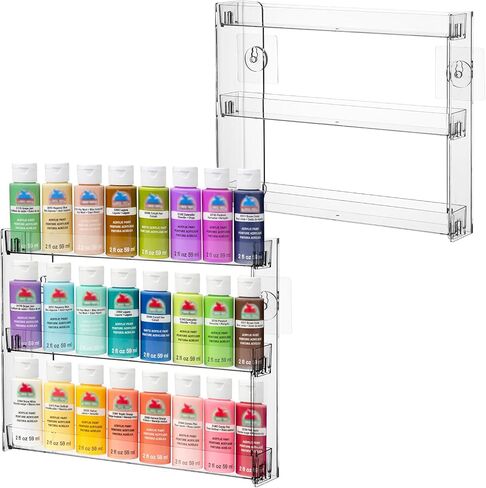 Rainmae 1pack 3 Tier Paint Storage Display Rack لطلاء Apple Barrel Acrylic ، رف الدهانات الصافية ، منظم تخزين الحرف الأكريليك ، حامل مصغر لزجاجة 2oz ، منظم تلميع الأظافر ، الشارات in Saudi Arabia