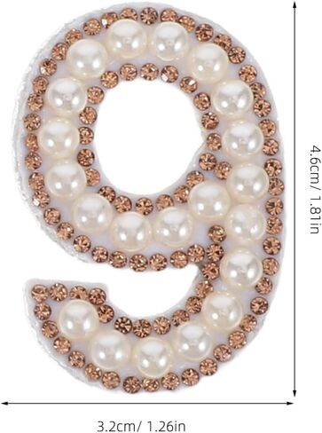 10pcs Pearl Rhinestone Number Iron On Appliques 0-9 Number Patches Embroidery Patches Stickers for Scrapbook Backpack Handbag Hat Stylish Sewing Projects in Saudi Arabia