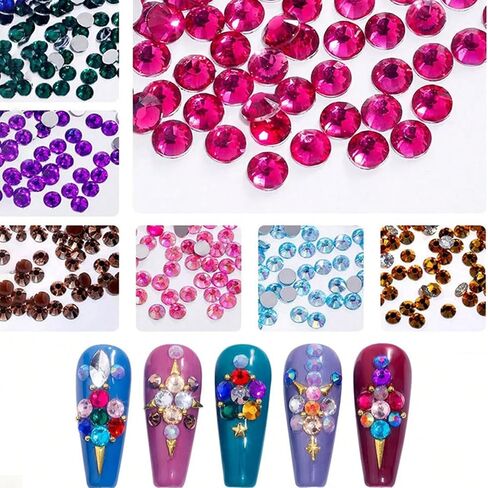 Flatback Nail Pearls Gems, Half Round Silver Gold Metal Nail Beads for Nail Art with 10ml Rhinestone Gel Glue Pickup Pencil and Tweezers, Pearl Nail Charm Rhinestones for Crafting Face Hair Manicure in Saudi Arabia