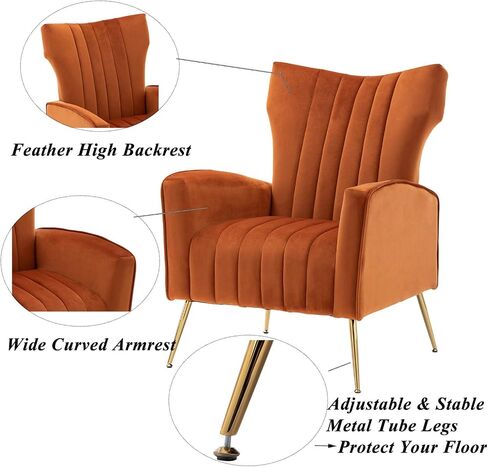 Artechworks Modern Living Room Sofa Sets 2 Pieces, Velvet Couch Sofa Loveseat and Tufted Velvet Accent Chair with Gold Legs Tall Wingback for Small Space， Living Room, Apartment Studio Pink in Saudi Arabia