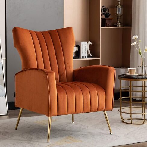 Artechworks Modern Living Room Sofa Sets 2 Pieces, Velvet Couch Sofa Loveseat and Tufted Velvet Accent Chair with Gold Legs Tall Wingback for Small Space， Living Room, Apartment Studio Pink in Saudi Arabia