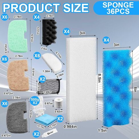 44 Pcs Compatible with fluval 206/207 Filter Media Canister Filter Maintenance & Replacement Media Kit, Replacement Bio-Based Foam, Activated Carbon & Ceramic Rings in Saudi Arabia