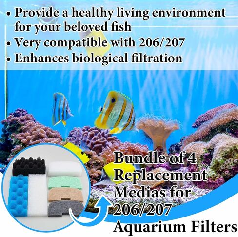 44 Pcs Compatible with fluval 206/207 Filter Media Canister Filter Maintenance & Replacement Media Kit, Replacement Bio-Based Foam, Activated Carbon & Ceramic Rings in Saudi Arabia