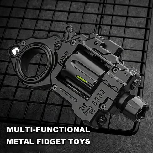 Metal Fidget Toys Gun Adults - Alloy Fidget Spinner Slider Clicker & Launcher Toy EDC Fidget Gun with Bullets and Target Stress Relief Focus Tool (Black) in Saudi Arabia