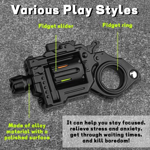 Metal Fidget Toys Gun Adults - Alloy Fidget Spinner Slider Clicker & Launcher Toy EDC Fidget Gun with Bullets and Target Stress Relief Focus Tool (Black) in Saudi Arabia