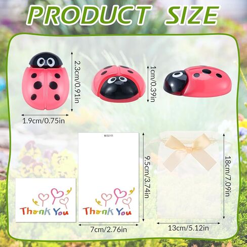 100 Pcs Luminous Mini Resin Ladybug with Card Organza Bag, Miniature Ladybug Figurines for Kids Baby Shower DIY Cake Decoration Ornaments Crafts Moss Landscape in Saudi Arabia