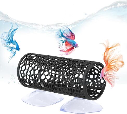 Betta Tunnel مع كوب شفط ، Betta Fish Toys Safe Aquarium Hideout Hideout Hide Tube للأسماك الصغيرة وملحقات أرجوحة الخزان الروبيان in Kuwait