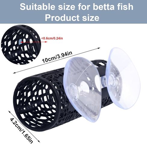 Betta Tunnel مع كوب شفط ، Betta Fish Toys Safe Aquarium Hideout Hideout Hide Tube للأسماك الصغيرة وملحقات أرجوحة الخزان الروبيان in Kuwait