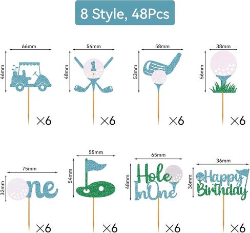 48pcs Golf Cupcake Toppers Hole Golf in in One Cupcake Toppers Golf 1st Birthday Cupcake for Boys Golf Birthday Party Baby Shower Cake Decorations Blue in Kuwait