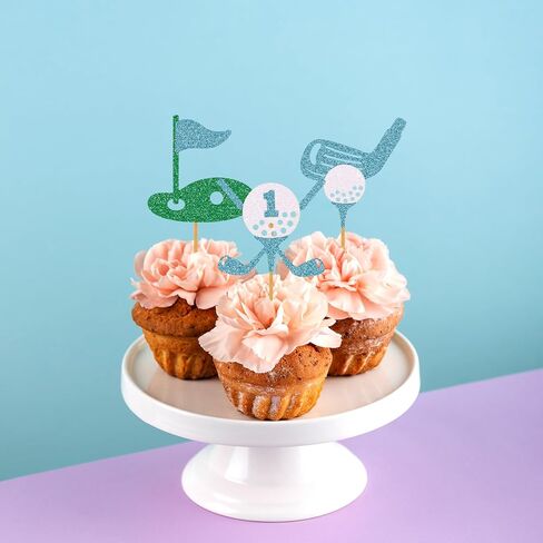 48pcs Golf Cupcake Toppers Hole Golf in in One Cupcake Toppers Golf 1st Birthday Cupcake for Boys Golf Birthday Party Baby Shower Cake Decorations Blue in Kuwait