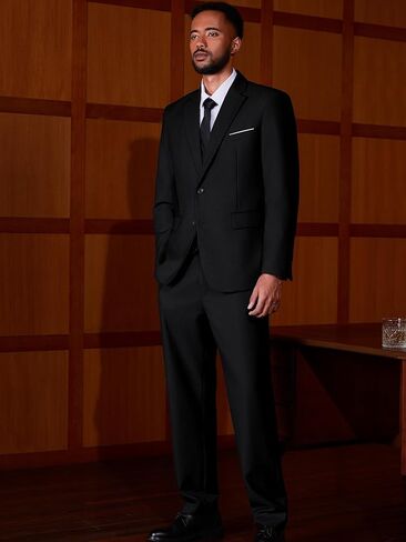 MAGE MALE Mens 3 Piece Slim Fit Suits Tuxedo Suit Set Prom Wedding Suits Two Button Blazer Jacket Vest Pants with Tie in Kuwait