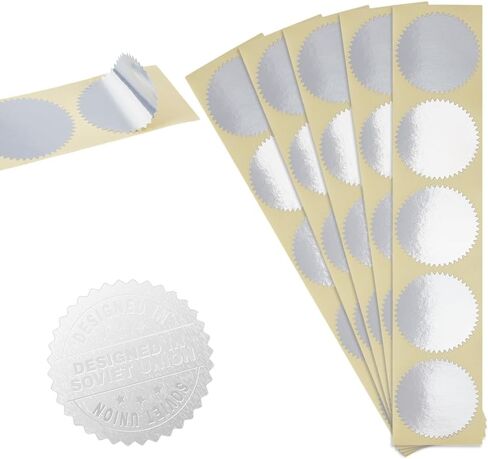 UniCraftale 400pcs 2 ألوان نقش ملصقات فارغة ملصقات حافة الأسقلوب المعدنية ملصقات الشهادة اللاصقة ذاتيا in Saudi Arabia