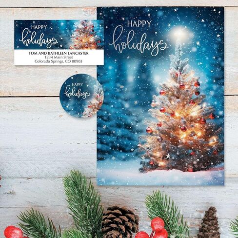 Current Christmas Forest Seals - Set of 72 Holiday Stickers, 1.5 inches Diameter, for Cards, Presents, and Crafts, Christmas Stationery in Saudi Arabia