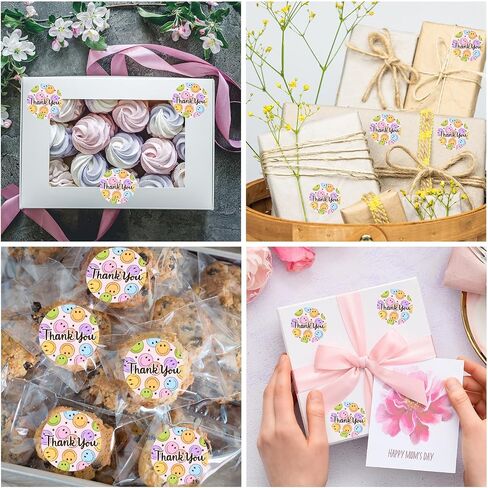 1000Pcs Thank You Sticker Happy Smile Face Paper Decal Pastel Round Adhesive Seal Sticker Label Rolls for Small Business Party Favor Gift Supplies, 1.5 in in Saudi Arabia