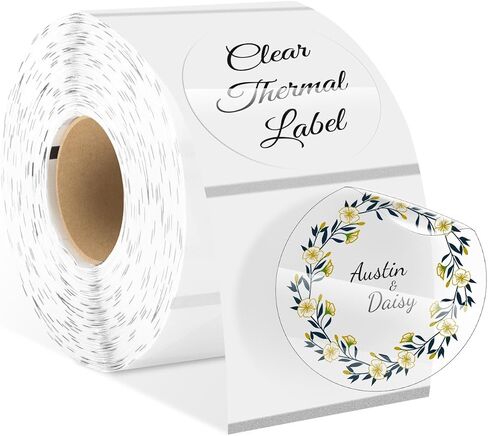 Hcode 2 Inches Circle Clear Dot Transparent Direct Thermal Labels Blank Shipping Address Labels 500Pcs/Roll (Waterproof, Oil-Proof & Tear-Resistant) Compatible with Rollo & Zebra Desktop Printers in Kuwait