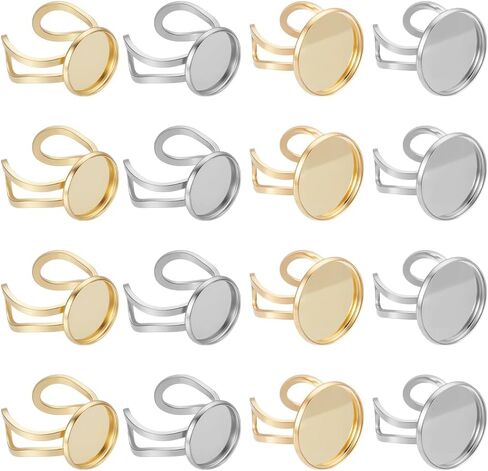 Benecreat 20pcs Round Round Cabochon Ring ، 4 أنماط من الفولاذ المقاوم للصدأ خاتم حلقة ، حلقة ، حلقة Cabochon ، حلقة مديرة لصنع المجوهرات DIY in Saudi Arabia