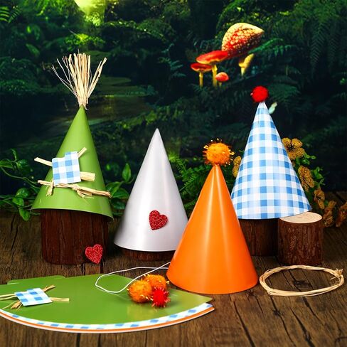24 Pcs Wizard Cone Party Hats Colorful Birthday Cups Dwarf Cone Hats Disposable Paper Elf Headwear Ice Cream for Halloween Party Costume Supplies in Saudi Arabia