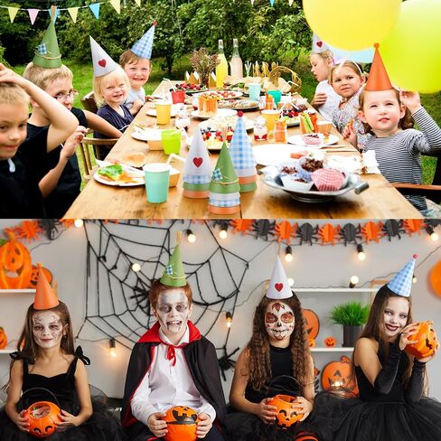 24 Pcs Wizard Cone Party Hats Colorful Birthday Cups Dwarf Cone Hats Disposable Paper Elf Headwear Ice Cream for Halloween Party Costume Supplies in Saudi Arabia