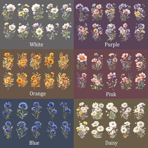 120 Pcs Floral Scrapbook Stickers - Transparent Self-Adhesive Journaling Supplies for Adults | DIY Scrapbooking, Junk Journal, Planner, Card Making, Vision Board Decoration in Kuwait