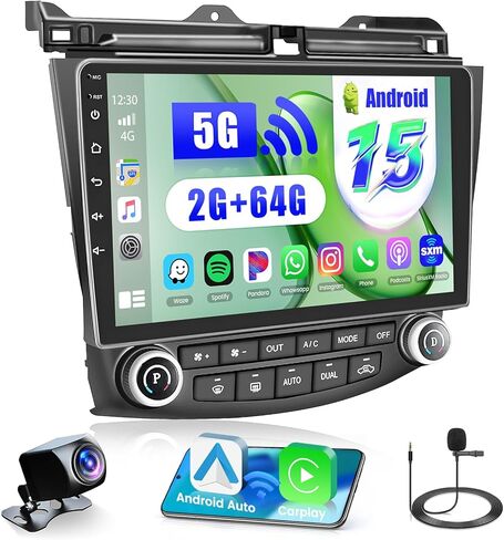 2GB+64GB Android 13 ستيريو سيارة لهوندا أكورد راديو 7th 2003-2007: 10 بوصة تعمل باللمس راديو السيارة مع لاسلكي Apple Carplay Android Auto Split Screen GPS BT FM HiFi Mic الكاميرا الخلفية in Kuwait