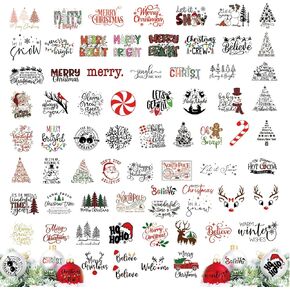 71Pcs Christmas Word Decals Stickers for Crafts Transfer Waterproof UV DTF Christmas Snow Man Deer Vinyl Decals Stickers for Ornaments Wood Glass Jars Cups Bottle Decoration(deer144) in Kuwait