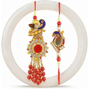 TIED RIBBONS Rakhi for Brother and Bhabhi | Rakhi Set for Bhai Bhabhi Rakhi | Mini Greeting Card | Roli Tikka - Raksha bandhan | Lumba Rakhi for Bhabhi Rakhi for Bhaiya Bhabhi with Gift in Saudi Arabia
