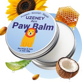 Lick-Safe Dog Paw Balm & Nose Balm | Natural Ingredients with Coconut Oil for Dry Cracked Paw Pads | Cat Paw Wax and Moisturizer, Nose Butter | Hot Pavement and Winter Proetection, 2.1oz in Kuwait