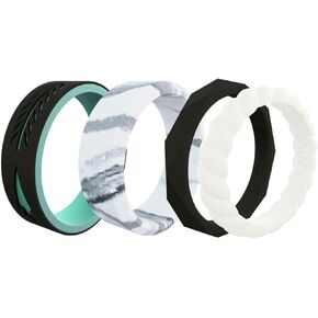 مجموعة هدايا خاتم زفاف من السيليكون المطاطي للسيدات من QALO، مقاس مريح، مجموعة خواتم زفاف من السيليكون للنساء، قابلة للتنفس، شريط سيليكون متين للخطوبة، أنماط متعددة، مقاسات متعددة in Kuwait