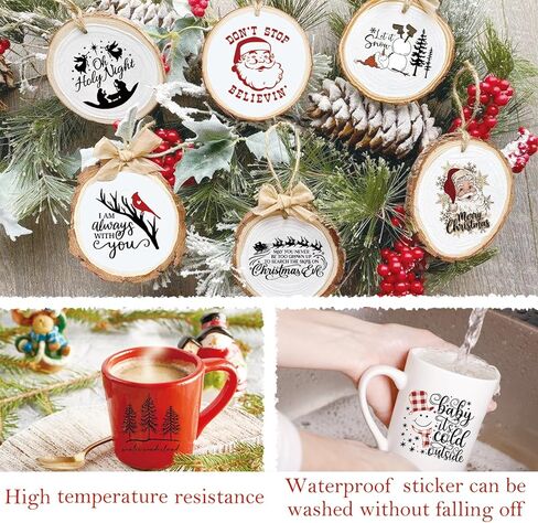71Pcs Christmas Word Decals Stickers for Crafts Transfer Waterproof UV DTF Christmas Snow Man Deer Vinyl Decals Stickers for Ornaments Wood Glass Jars Cups Bottle Decoration(deer144) in Kuwait