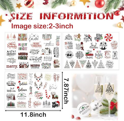 71Pcs Christmas Word Decals Stickers for Crafts Transfer Waterproof UV DTF Christmas Snow Man Deer Vinyl Decals Stickers for Ornaments Wood Glass Jars Cups Bottle Decoration(deer144) in Kuwait
