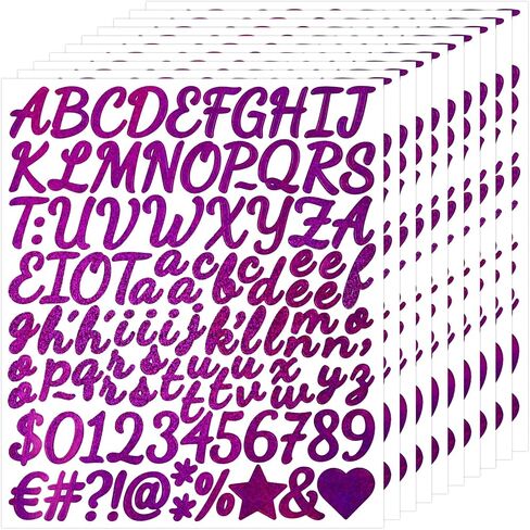 1040 Small Alphabet Number Stickers, 10 Sheets Glitter 1 Inch Self-Adhesive Vinyl Letters Sticker Decals for Scrapbooks, Greeting Cards, Holiday Parties, Envelopes, Water Bottles - Pink in Kuwait