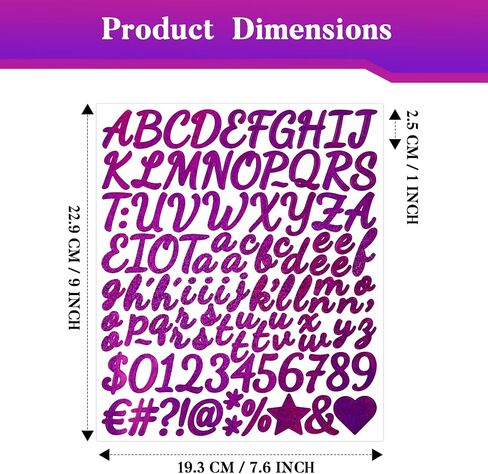 1040 Small Alphabet Number Stickers, 10 Sheets Glitter 1 Inch Self-Adhesive Vinyl Letters Sticker Decals for Scrapbooks, Greeting Cards, Holiday Parties, Envelopes, Water Bottles - Pink in Kuwait