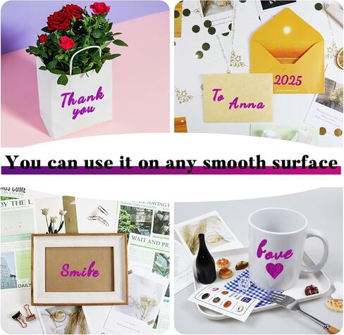1040 Small Alphabet Number Stickers, 10 Sheets Glitter 1 Inch Self-Adhesive Vinyl Letters Sticker Decals for Scrapbooks, Greeting Cards, Holiday Parties, Envelopes, Water Bottles - Pink in Kuwait