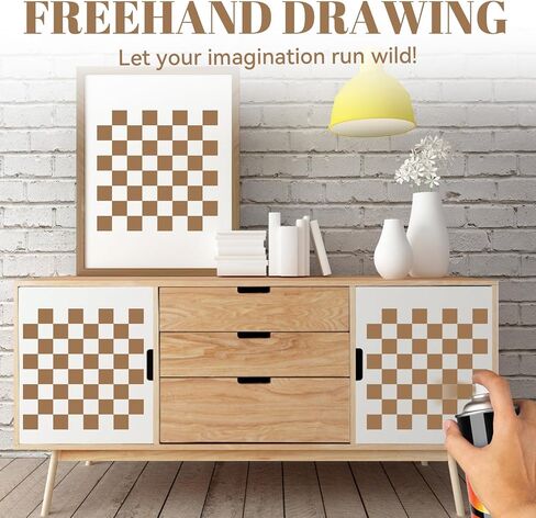 4PCS Checks Stencils – Square Grid Chess Board Checkerboard Templates in Multiple Sizes for DIY Wood Painting, Wall, Floor, Fabric, and Craft Décor in Saudi Arabia