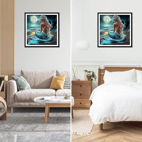 Newenmo Mermaid Diamonds Painting مجموعات للبالغين المبتدئين ، DIY 5D Moon Diamond Art Paint مع الماس الدائري ، الحفر الكاملة للأحجار الكريمة اللوحة الفنية للديكور الجدران المنزلي 12x12 بوصة in Saudi Arabia