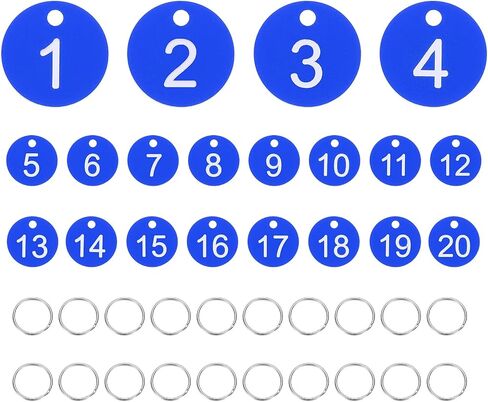 PATIKIL 20PCS Number Tags 1-20, Number Key Tags Plastic Numbered Keychain with Key Rings for Organizer Field Sales Hangers Clothes Labels ID, Black Yellow in Saudi Arabia