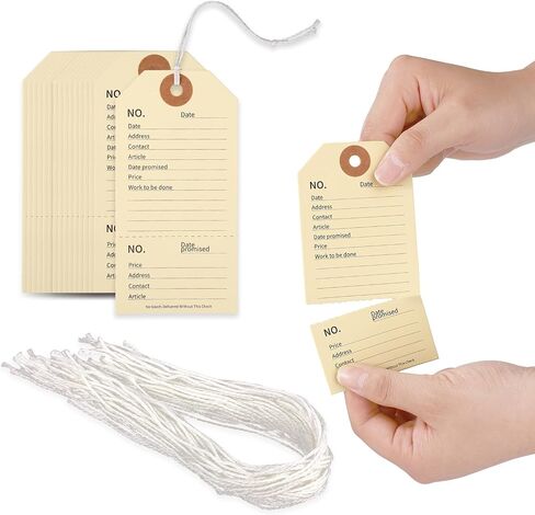60pcs Repair Tags with Strings, 4.7x2.4 Inch Paper Tags Manila Repair Labels for Sold Coat Check Service Equipment Maintenance Inventory Labeling Crafts in Saudi Arabia