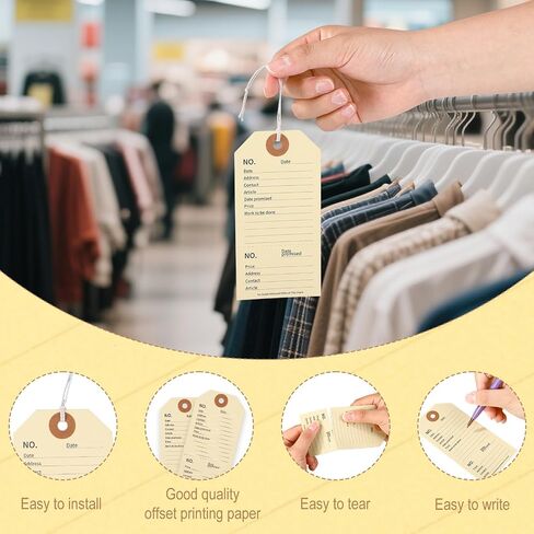 60pcs Repair Tags with Strings, 4.7x2.4 Inch Paper Tags Manila Repair Labels for Sold Coat Check Service Equipment Maintenance Inventory Labeling Crafts in Saudi Arabia