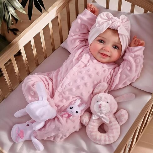 BABESIDE Drink and Wet Reborn Baby Dolls Girl – 17 Inch Lifelike Handmade Silicone Baby Doll, Can Drink & Pee, Real Life Baby Doll with Accessories, Gift for Girls Age 3+ Pretend Play & Collection in Saudi Arabia