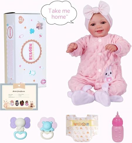 BABESIDE Drink and Wet Reborn Baby Dolls Girl – 17 Inch Lifelike Handmade Silicone Baby Doll, Can Drink & Pee, Real Life Baby Doll with Accessories, Gift for Girls Age 3+ Pretend Play & Collection in Saudi Arabia