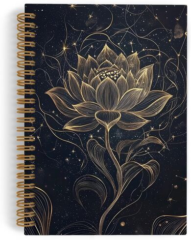 دفتر Noteboor Qlmx Gold Lotus Floral Floral ، دفتر Notes Flower Journal ، دفاتر اليوغا الروحية للأعمال المدرسية ، وهدايا المكاتب الملهمة للتأمل للنساء ، 5.5 × 8.3 بوصة in Saudi Arabia