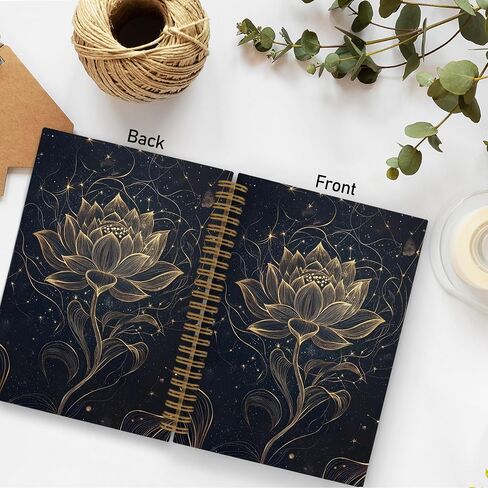 دفتر Noteboor Qlmx Gold Lotus Floral Floral ، دفتر Notes Flower Journal ، دفاتر اليوغا الروحية للأعمال المدرسية ، وهدايا المكاتب الملهمة للتأمل للنساء ، 5.5 × 8.3 بوصة in Saudi Arabia
