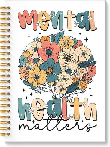ROXMART Mental Health Matters Glitter Spiral Notebook, Mental Health Journal for Women, Psychologist Therapist Gifts, Floral Therapy Psychology Hardcover Notebook Journal, 5.5x8.3 Inch in Saudi Arabia