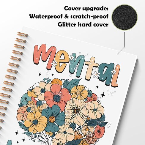 ROXMART Mental Health Matters Glitter Spiral Notebook, Mental Health Journal for Women, Psychologist Therapist Gifts, Floral Therapy Psychology Hardcover Notebook Journal, 5.5x8.3 Inch in Saudi Arabia
